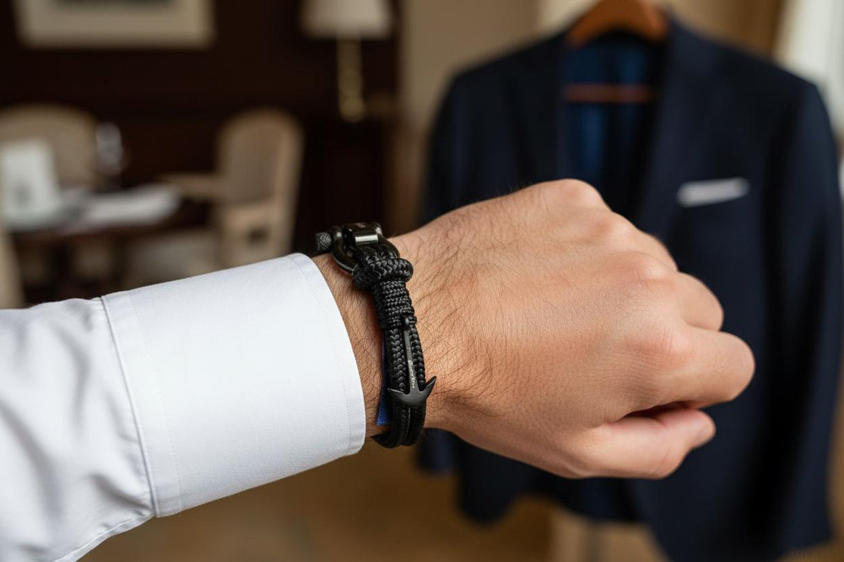 ADRIATICA Nautical Clasp & Anchor Bracelet Black