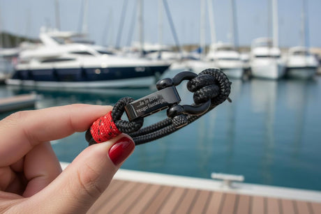 ADRIATICA Nautical Clasp & Anchor Bracelet Black Red
