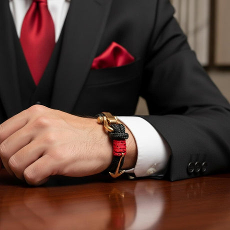 ADRIATICA Nautical Clasp & Anchor Bracelet Black Red