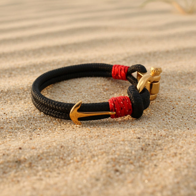 ADRIATICA Nautical Clasp & Anchor Bracelet Black Red