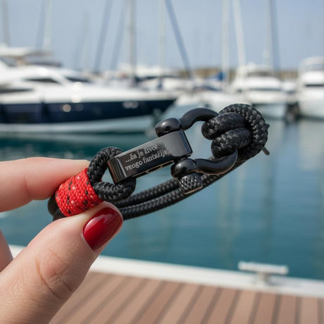 ADRIATICA Armband mit nautischem Verschluss und Anker, Schwarz/Rot