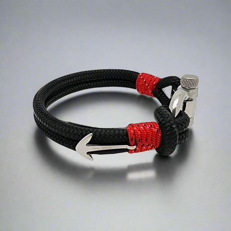 ADRIATICA Nautical Clasp & Anchor Bracelet Black Red
