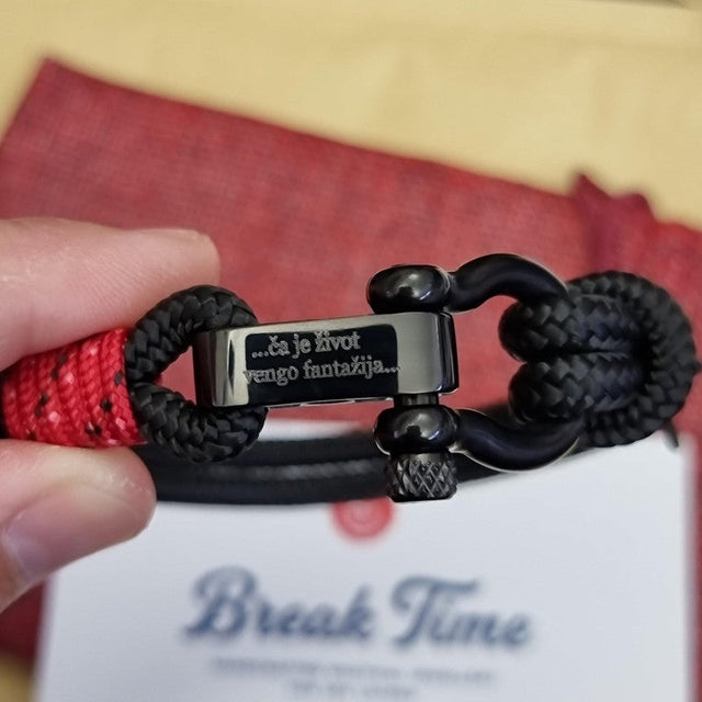 ADRIATICA Nautical Clasp & Anchor Bracelet Black Red