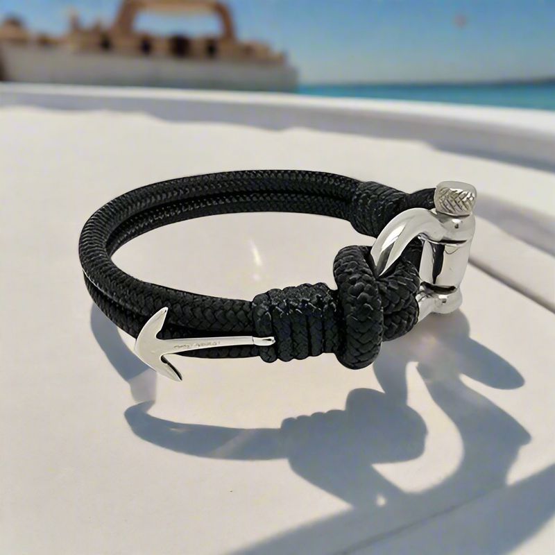 ADRIATICA Shackle & Anchor Bracelet Black