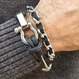 ADRIATICA Shackle & Anchor Bracelet Black