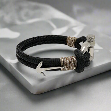 ADRIATICA Shackle & Anchor Bracelet Black Camo