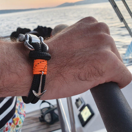 ADRIATICA Shackle & Anchor Bracelet Black Orange