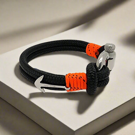 ADRIATICA Shackle & Anchor Bracelet Black Orange