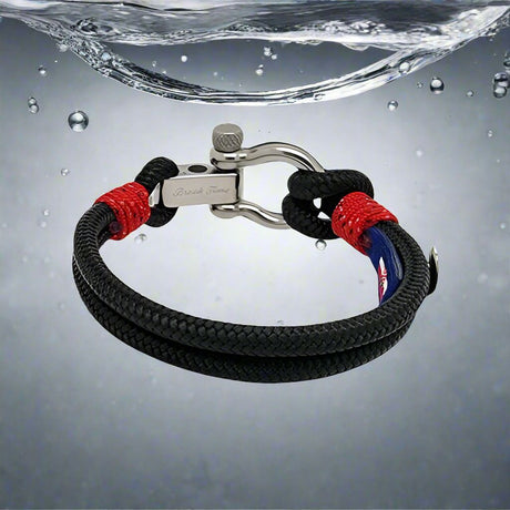 ADRIATICA Shackle & Anchor Bracelet Black Red