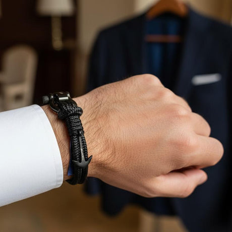 ADRIATICA Shackle & Anchor Bracelet Black