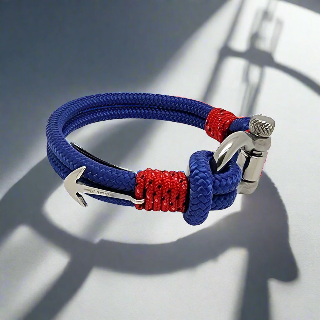 ADRIATICA Shackle & Anchor Bracelet Blue Red