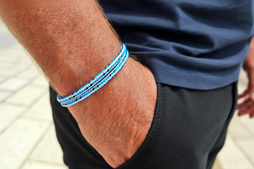 CAPTAIN 4mm Nautical Clasp Bracelet - Blue Mix Black