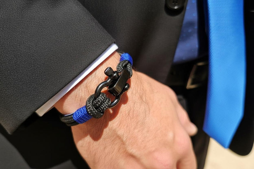 CAPTAIN 4mm Nautical Clasp Bracelet - Electric Blue