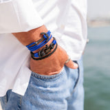 CAPTAIN 4mm Nautical Clasp Bracelet - Electric Blue