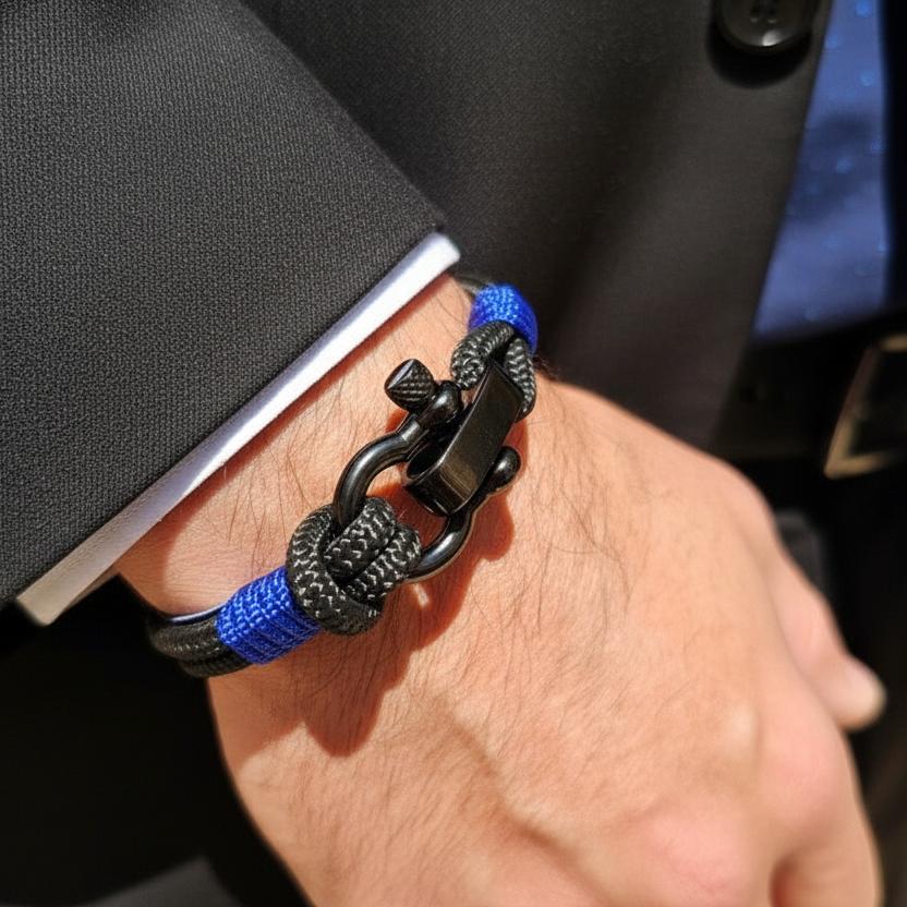 CAPTAIN 4mm Nautical Clasp Bracelet - Electric Blue