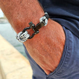 CAPTAIN 4mm Nautical Clasp Bracelet - Grey Mix Black