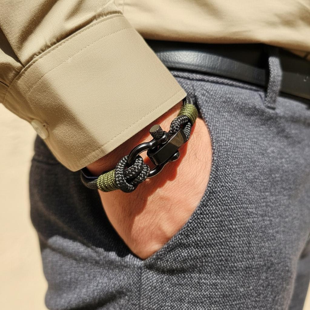 CAPTAIN 4mm Nautical Clasp Bracelet - Khaki