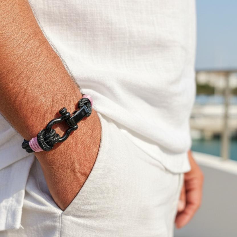 CAPTAIN 4mm Nautical Clasp Bracelet - Lavender Pink