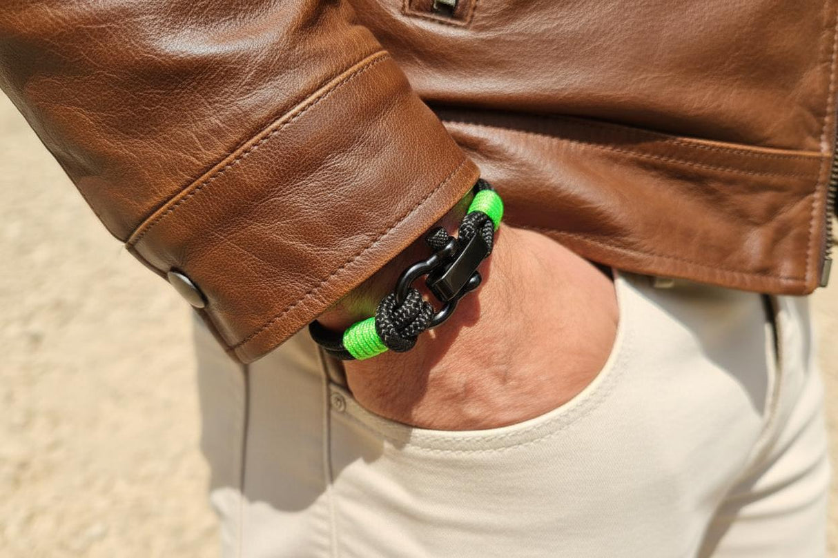 CAPTAIN 4mm Nautical Clasp Bracelet - Neon Green