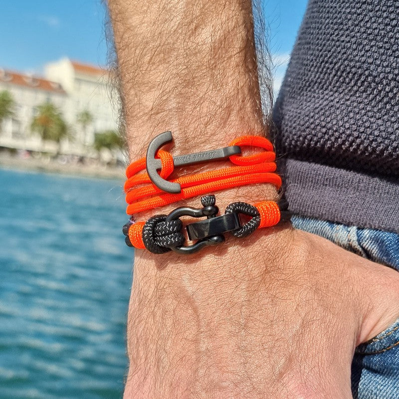 CAPTAIN 4mm Nautical Clasp Bracelet - Neon Orange