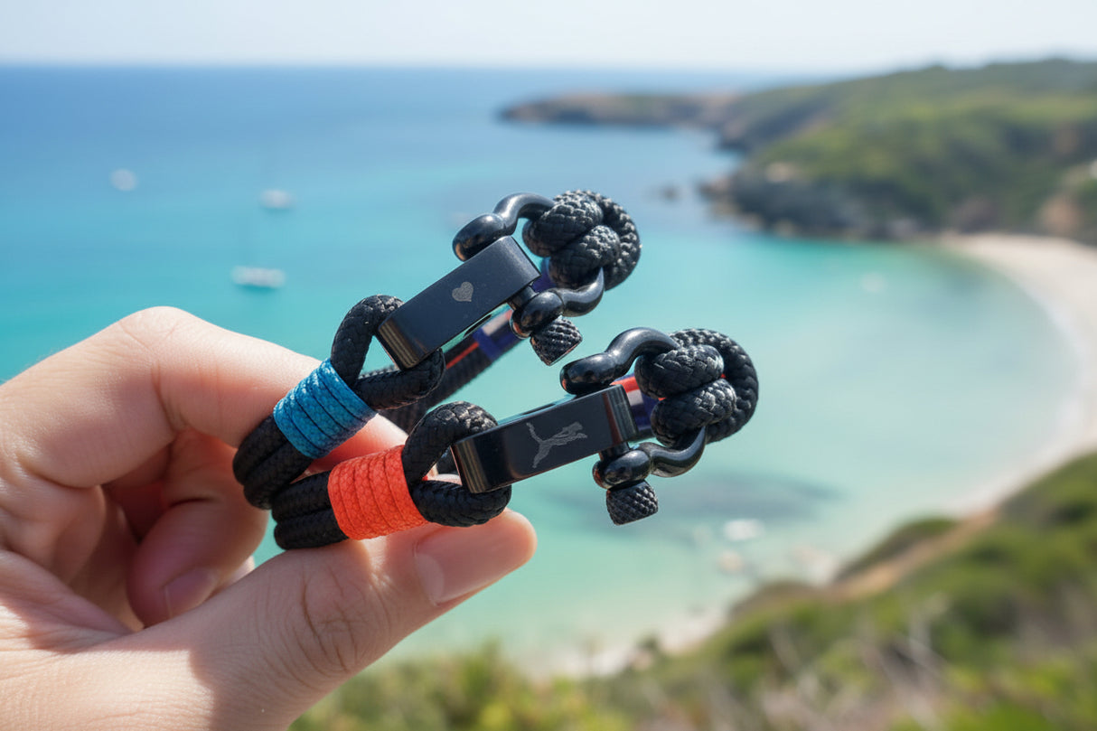 CAPTAIN 4mm Nautical Clasp Bracelet - Neon Orange