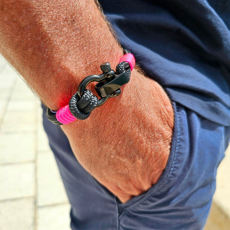 CAPTAIN 4mm Nautical Clasp Bracelet - Neon Pink