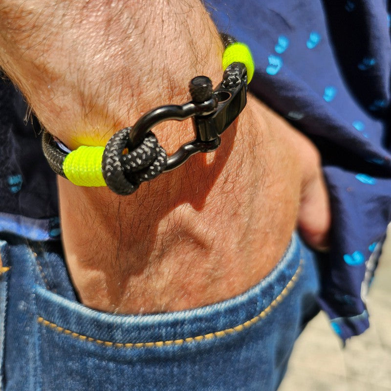 CAPTAIN 4mm Nautical Clasp Bracelet - Neon Yellow
