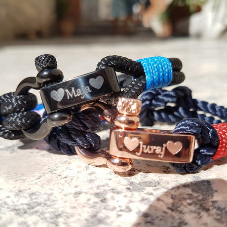 CAPTAIN Black Shackle Bracelet - Blue