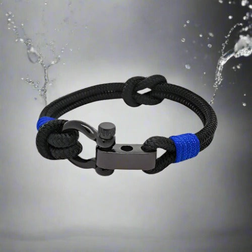 CAPTAIN Black Shackle Bracelet - Electric Blue