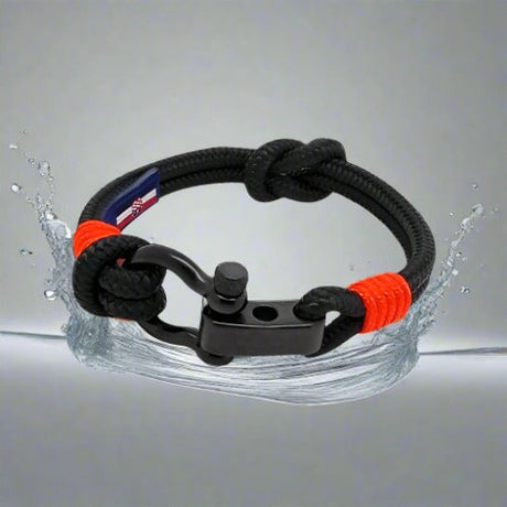 CAPTAIN Black Shackle Bracelet - Neon Orange