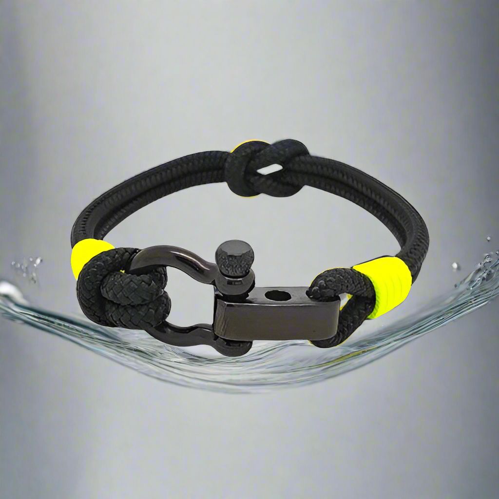 CAPTAIN Black Shackle Bracelet - Neon Yellow