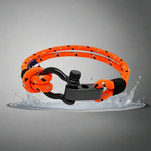 CAPTAIN Black Shackle Bracelet - Orange Mix