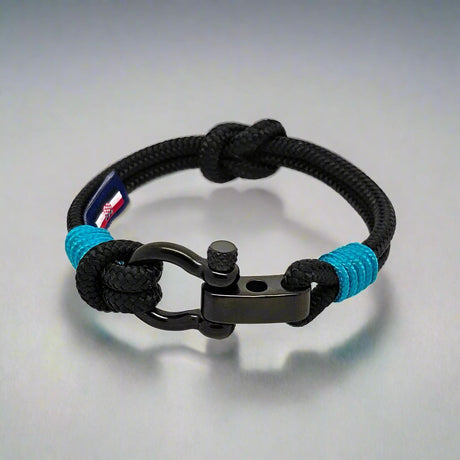 CAPTAIN Black Shackle Bracelet - Turquoise