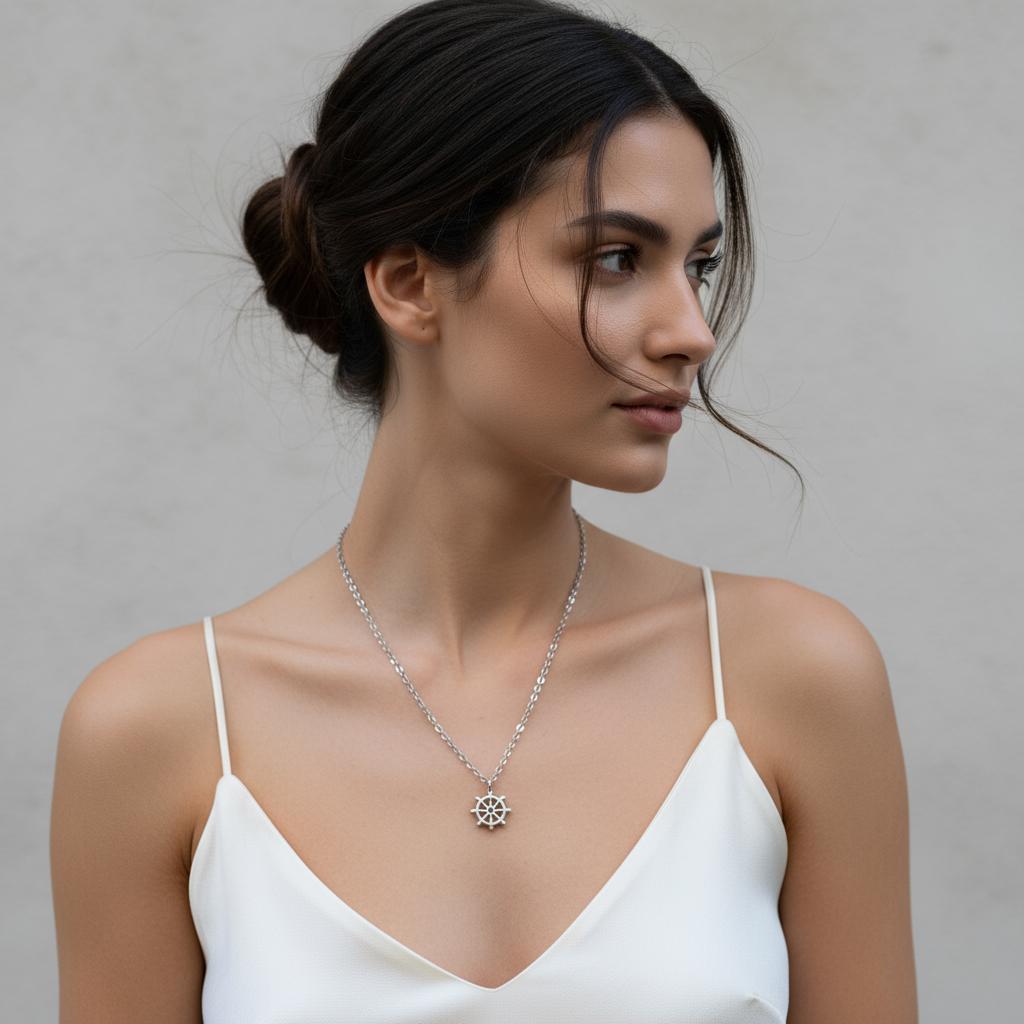 CHARMED MINI necklace boat wheel pendant