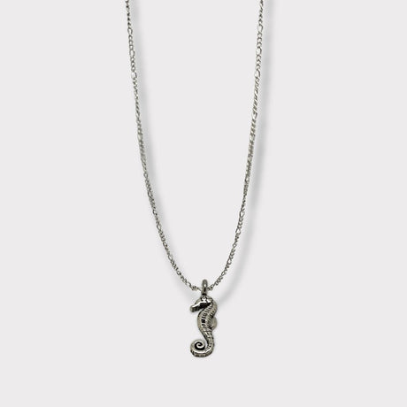 CHARMED titanium steel necklace with sea horse pendant