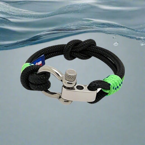 CORSAIR 5mm Nautical Clasp Bracelet Black Green