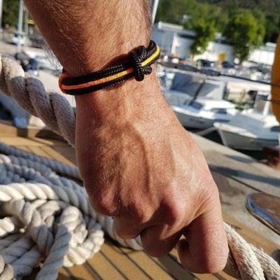 CORSAIR 5mm Nautical Clasp Bracelet Black Orange