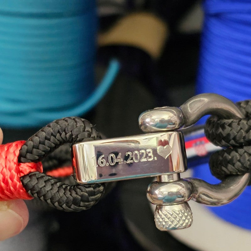 CORSAIR 5mm Nautical Clasp Bracelet Black Red