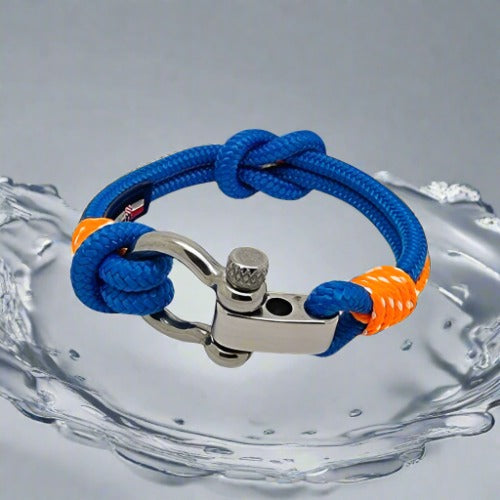 CORSAIR 5mm Nautical Clasp Bracelet Blue Orange