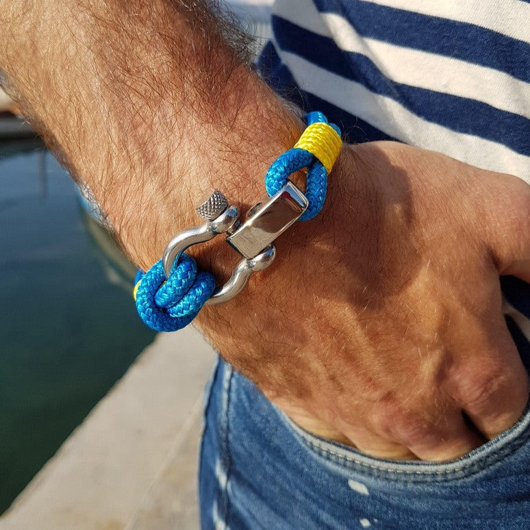 CORSAIR 5mm Nautical Clasp Bracelet Blue Yellow