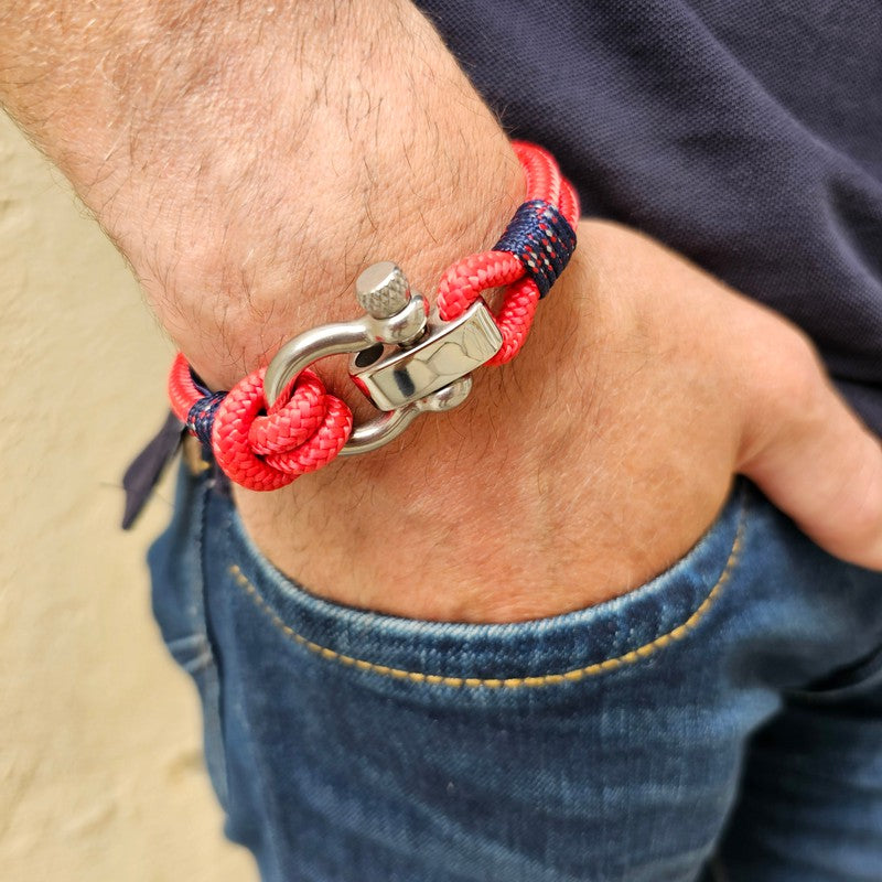 CORSAIR 5mm Nautical Clasp Bracelet Red Blue