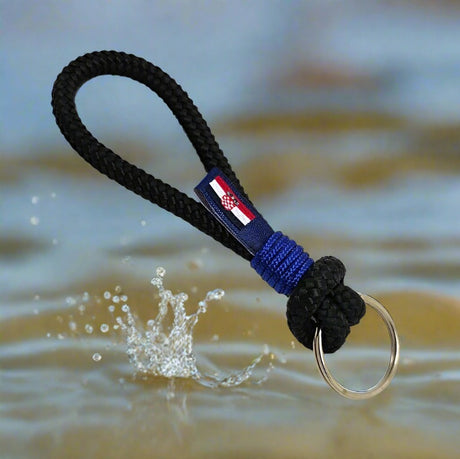 HARBOUR nautical rope keyring black electric blue