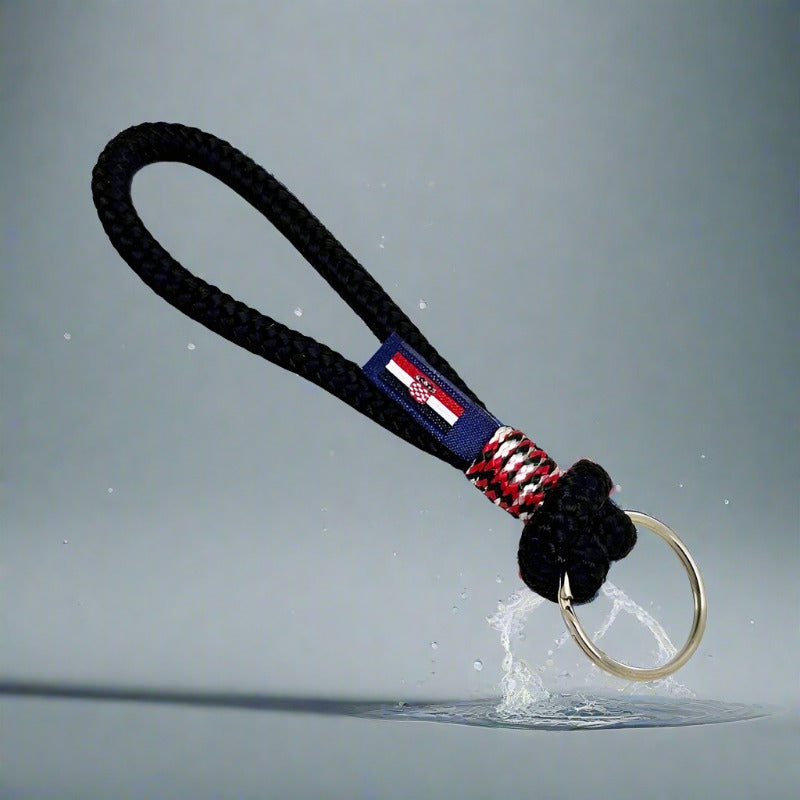 HARBOUR nautical rope keyring black red white green