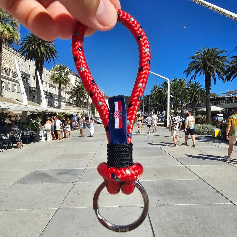 HARBOUR nautical rope keyring red mix