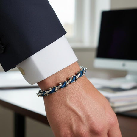 OCEAN MAXI Designer Armband / Halskette Grau Blau