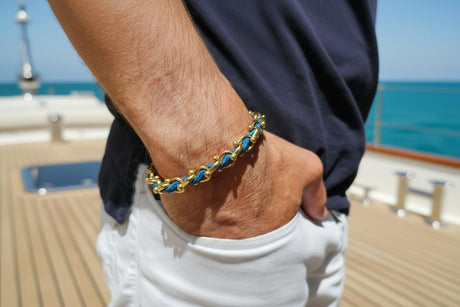 OCEAN MAXI Designer Armband / Halskette Grau Blau