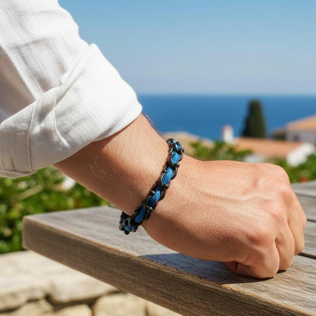 OCEAN MAXI Designer Bracelet / Necklace Gray Blue