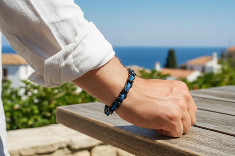 OCEAN MAXI Designer Armband / Halskette Grau Blau