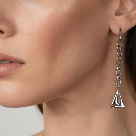 OCEAN MINI Dangle Earrings with Boat Pendant