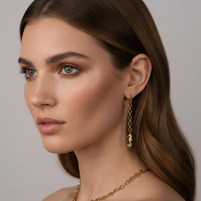 OCEAN MINI Dangle Earrings with Sea Horse Pendant